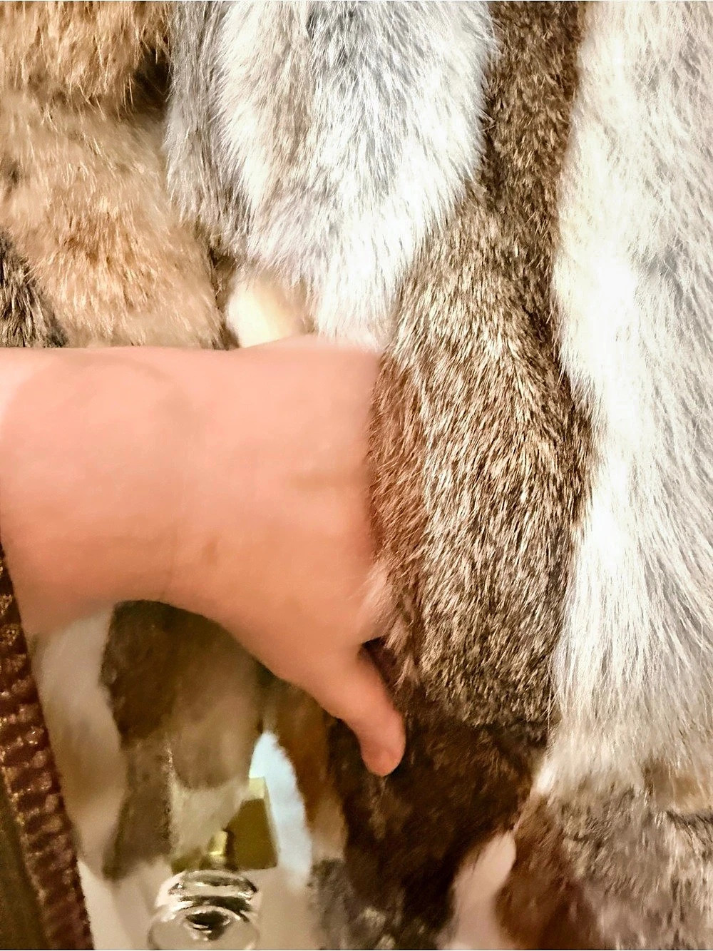 Multicolor Rabbit Fur Coat - Picture 4 of 9